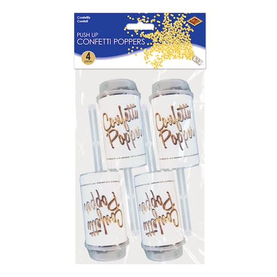 Beistle 6.3oz. Gold Push Up Confetti Poppers, 4ct.
